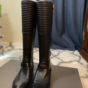 Black Knee-High Leather Boots